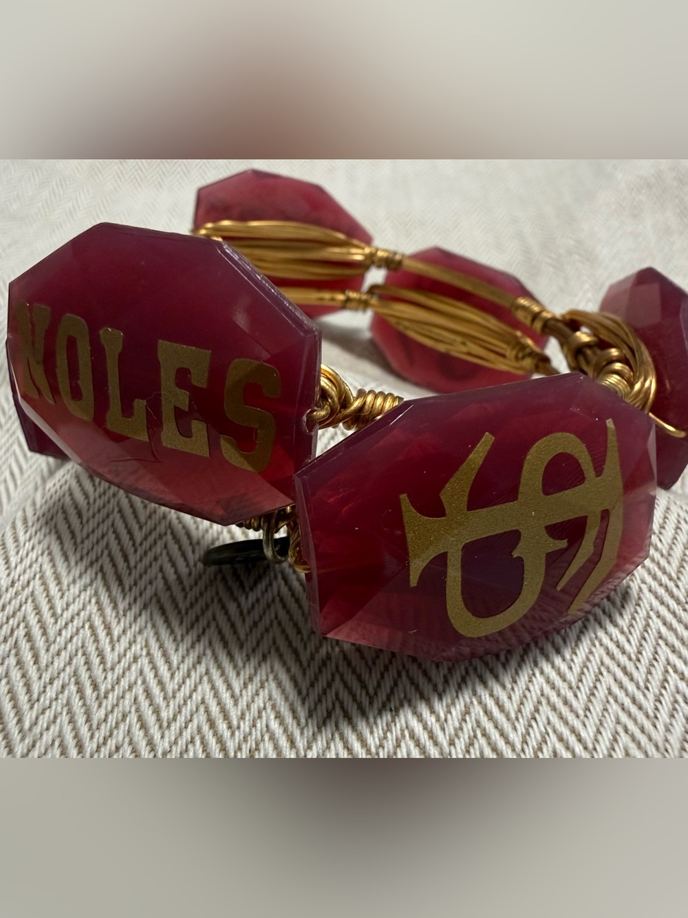 Florida State Gold-Accent Maroon Large Beaded Statement Bracelet
